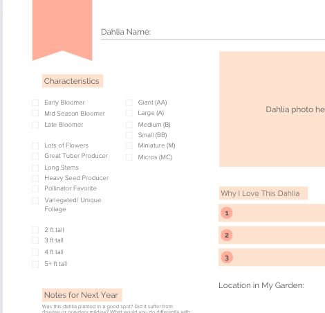 Printable Dahlia Tracker